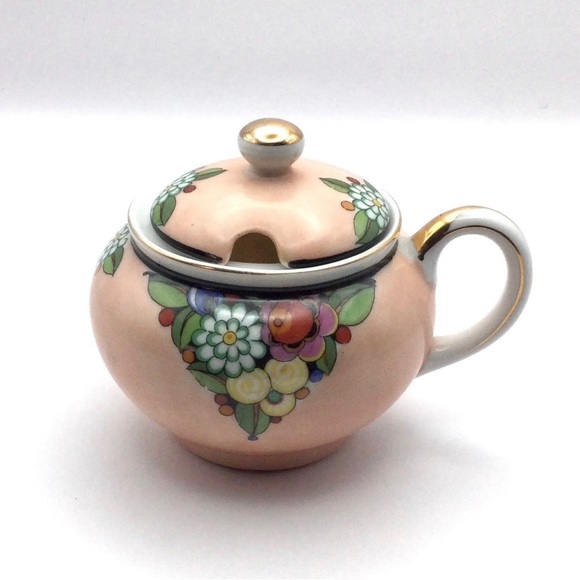 Noritake Kitchen Antique Noritake Hand Painted Pink Floral Sugar